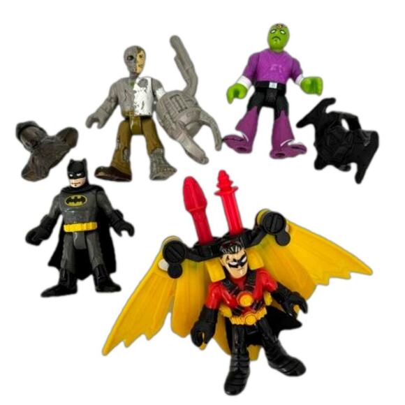 Fisher-Price Imaginext Action Figures Accessory Lot Robin Braniac Metallo Batman - Picture 1 of 9